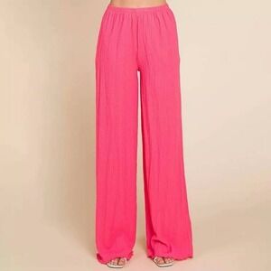 Culture Code Coral High Waist Wide Leg Pants Sz M BOHO Trendy Comfy Palazzo Cool